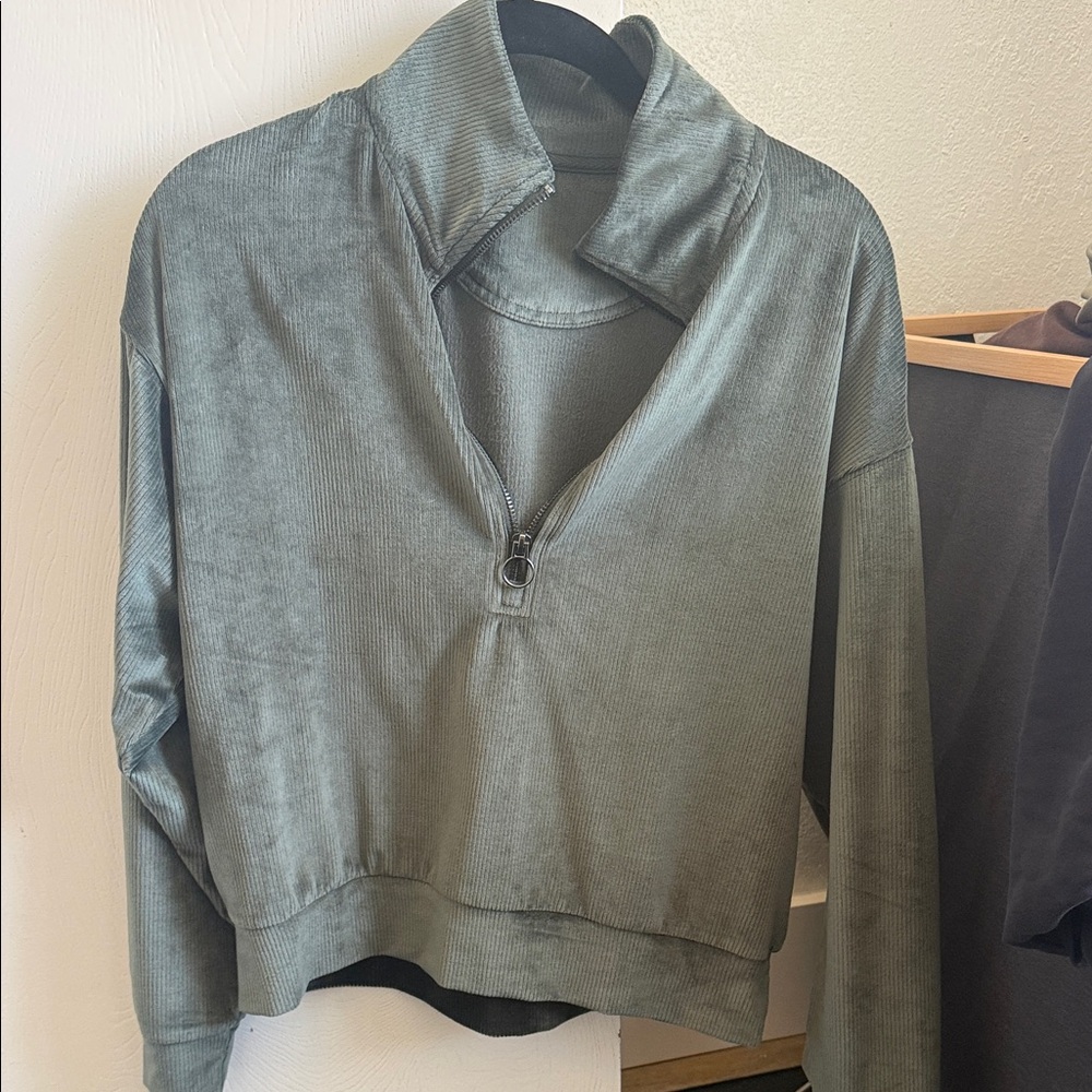 Green Quarter-Zip Pullover
